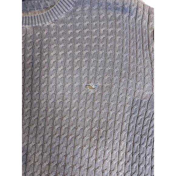 VINEYARD VINES Men's Cableknit sweater MEDIUM Blue 100% Cotton Nautical preppy - Picture 8 of 8